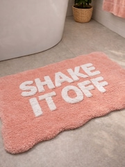 Mooky Mats Pink White Shake It Off Slogan Bath Mat - Image 3 of 4