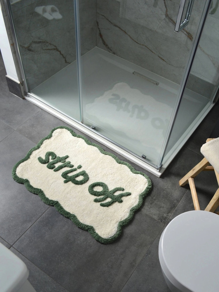 Mooky Mats Green Cream Strip Off Slogan Bath Mat - Image 1 of 5 Mooky Mats Green Cream Strip Off Slogan Bath Mat - Image 1 of 5