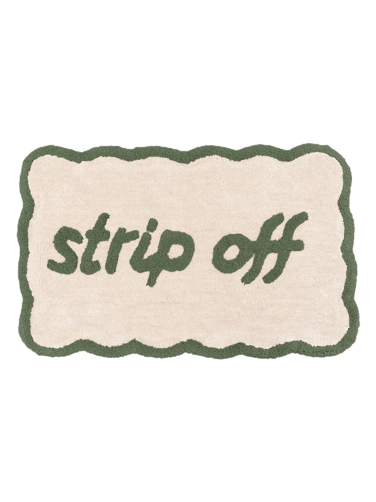 Mooky Mats Green Cream Strip Off Slogan Bath Mat - Image 2 of 5 Mooky Mats Green Cream Strip Off Slogan Bath Mat - Image 2 of 5