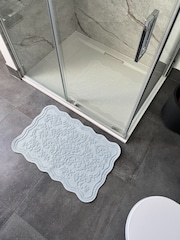 Allure Bath Fashions Blue Scalloped Jacquard Bath Mat - Image 1 of 4