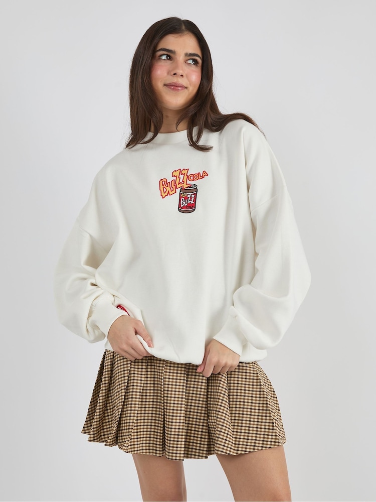 Skinnydip White The Simpsons x Buzz Cola Sweatshirt - Image 1 of 4 Skinnydip White The Simpsons x Buzz Cola Sweatshirt - Image 1 of 4
