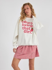 Skinnydip White Busy Being That Girl Sweatshirt - Image 1 of 4