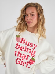 Skinnydip White Busy Being That Girl Sweatshirt - Image 3 of 4