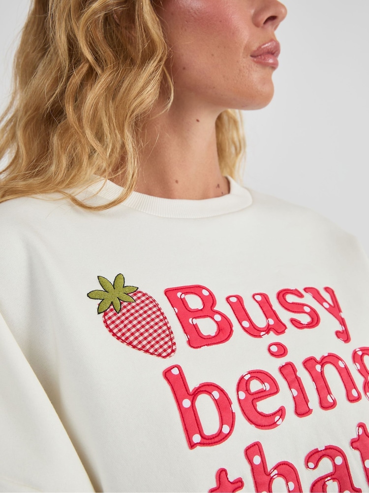 Skinnydip White Busy Being That Girl Sweatshirt - Image 4 of 4 Skinnydip White Busy Being That Girl Sweatshirt - Image 4 of 4
