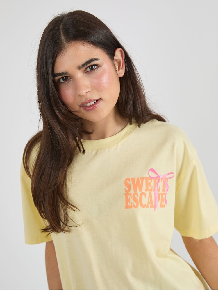 Skinnydip Yellow Sweet Escape T-Shirt - Image 3 of 3 Skinnydip Yellow Sweet Escape T-Shirt - Image 3 of 3