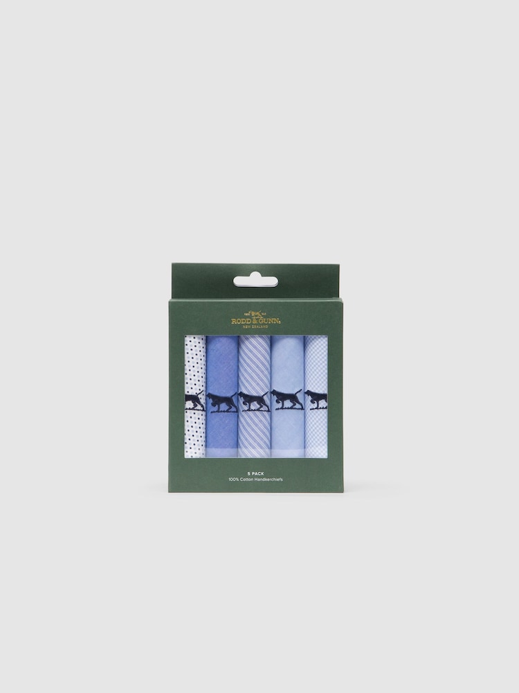 Rodd & Gunn Blue Gunner Handkerchief 5 Pk - Image 1 of 2