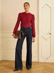 Love & Roses Red Long Sleeve Lace Top - Image 3 of 4