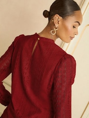 Love & Roses Red Long Sleeve Lace Top - Image 4 of 4