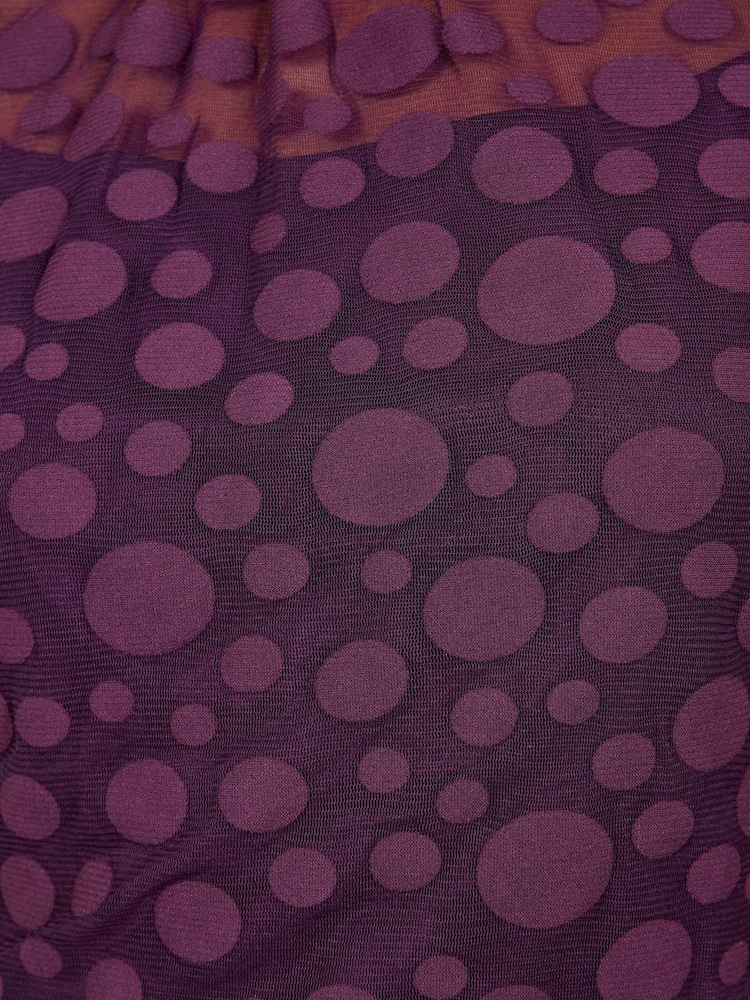 Love & Roses Purple Spot Mesh High Neck Long Sleeve Jersey Top - Image 6 of 6