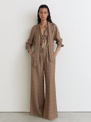 Reiss Minnie Wide-Leg Check Trousers - Larawan 1 ng 6