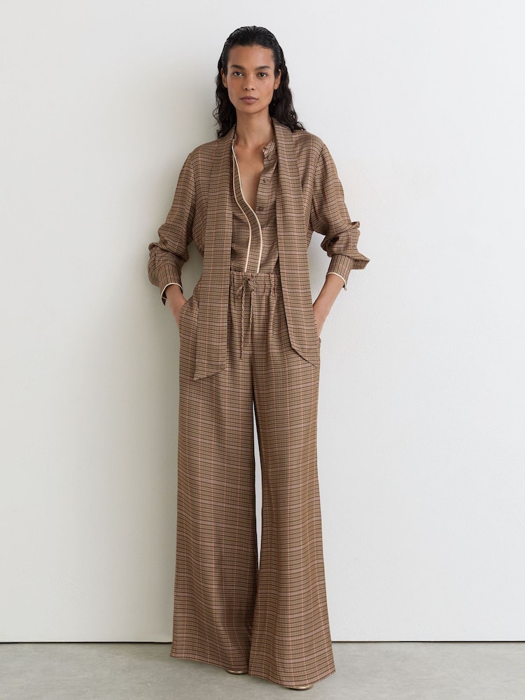 Reiss Minnie Wide-Leg Check Trousers - Larawan 1 ng 6
