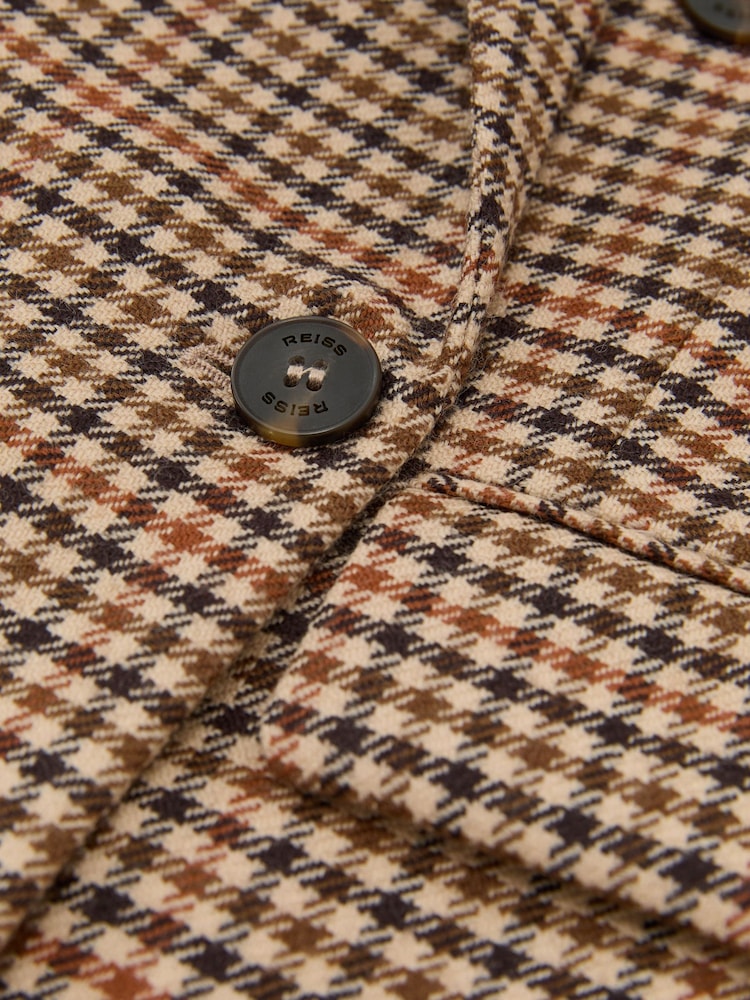 Reiss Neutral Check Willow Wool Houndstooth-Check Double-Breasted Blazer - Image 7 of 7 Reiss Neutral Check Willow Wool Houndstooth-Check Double-Breasted Blazer - Image 7 of 7