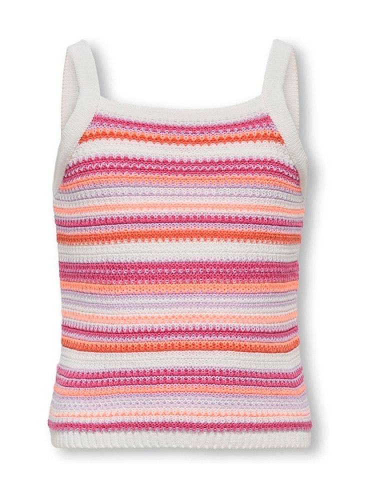 ONLY KIDS Pink Striped Crochet Strap Top - Image 1 of 3 ONLY KIDS Pink Striped Crochet Strap Top - Image 1 of 3