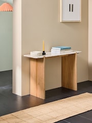 MADE.COM Acacia Wood and Solid Marble Callen Console Table - Image 1 of 6