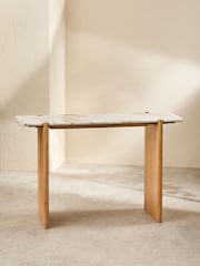 MADE.COM Acacia Wood and Solid Marble Callen Console Table - Image 2 of 6
