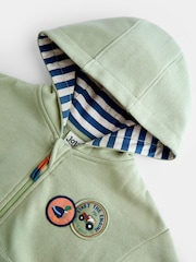 JoJo Maman Bébé Light Green Farm Badge Appliqué Hoodie - Image 3 of 4