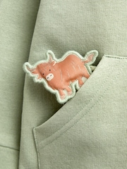JoJo Maman Bébé Light Green Farm Badge Appliqué Hoodie - Image 4 of 4