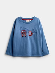 JoJo Maman Bébé Blue Marl London Bus Appliqué Top - Image 1 of 4