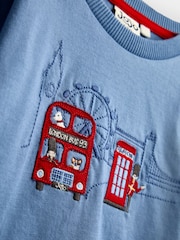 JoJo Maman Bébé Blue Marl London Bus Appliqué Top - Image 3 of 4