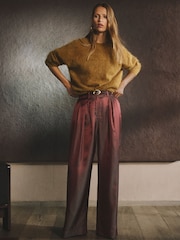 Reiss Tilly Jacquard кең аяқты бүктелген шалбар - 7суретінің 1 суреті
