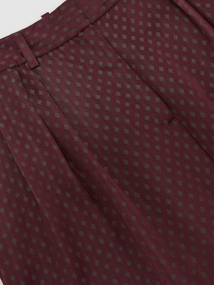 Reiss Tilly Jacquard кең аяқты бүктелген шалбар - 7суретінің 7 суреті