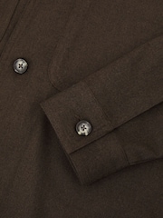 Reiss Chocolate Brown Penge Brushed Twin-Pocket Overshirt with Wool - Image 6 of 6