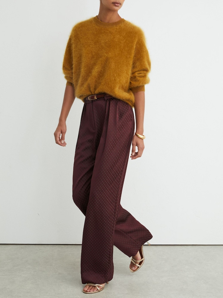 Reiss Tilly Pantalons jacquard amples plissés - Image 1 de 9