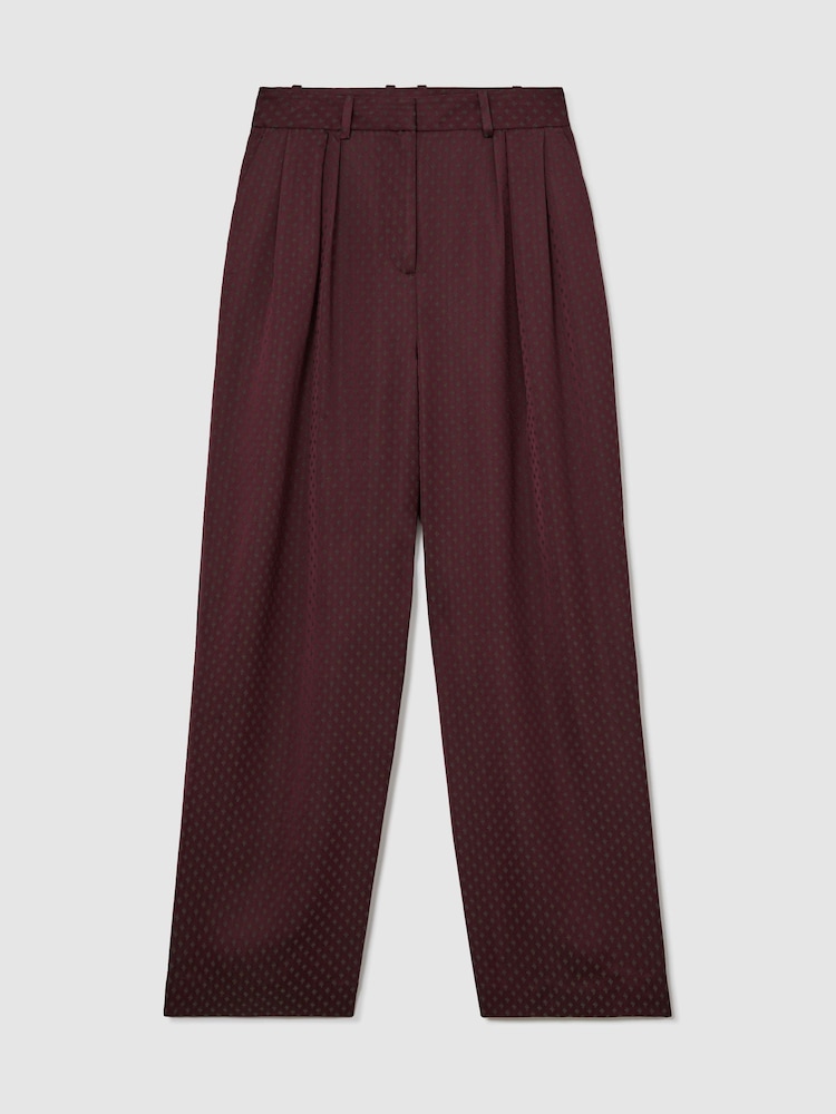 Reiss Tilly Pantalons jacquard amples plissés - Image 2 de 9