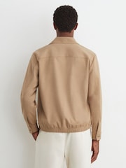 Reiss Camel Brown Penge Brushed Twin-Pocket Overshirt with Wool - Image 5 of 7