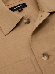 Reiss Camel Brown Penge Brushed Twin-Pocket Overshirt with Wool - Image 7 of 7