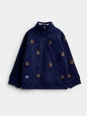 JoJo Maman Bébé Navy Blue The Gruffalo Appliqué Half-Zip Sweatshirt - Image 1 of 4