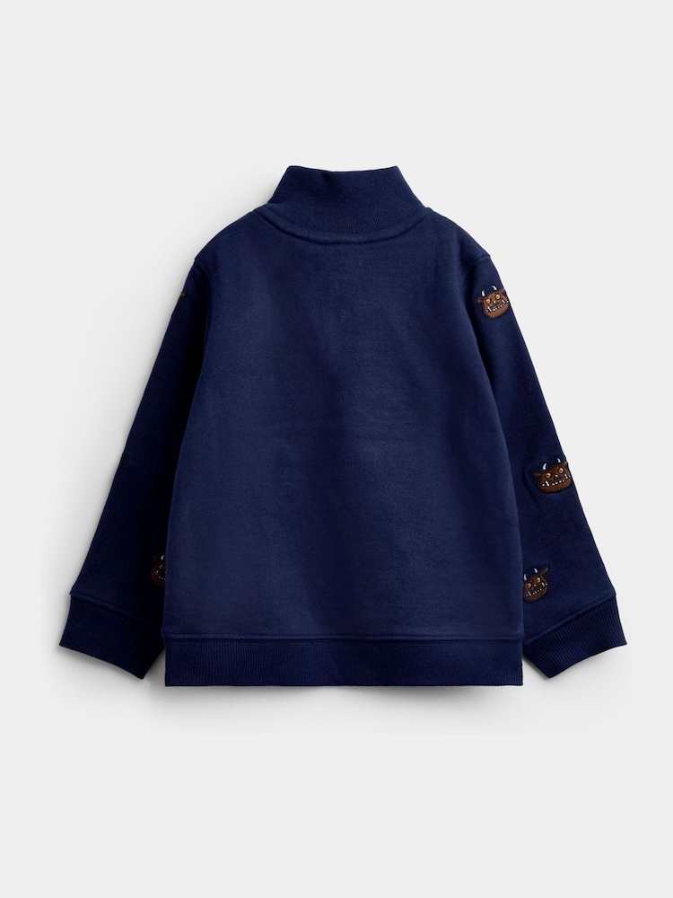 JoJo Maman Bébé Navy Blue The Gruffalo Appliqué Half-Zip Sweatshirt - Image 2 of 4 JoJo Maman Bébé Navy Blue The Gruffalo Appliqué Half-Zip Sweatshirt - Image 2 of 4