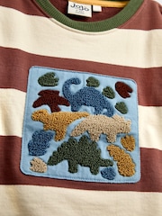 JoJo Maman Bébé Mid Brown Dino Appliqué Top - Image 3 of 4