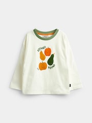 JoJo Maman Bébé Stone Pumpkin Long Sleeve Printed Top - Image 1 of 4
