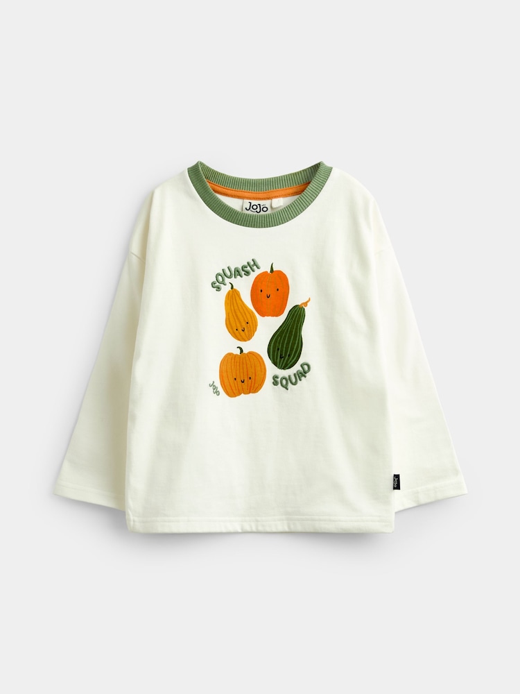 JoJo Maman Bébé Stone Pumpkin Long Sleeve Printed Top - Image 1 of 4 JoJo Maman Bébé Stone Pumpkin Long Sleeve Printed Top - Image 1 of 4