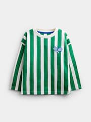 Jojo Maman Bébé Bright Green Pickleball Badge Striped Long Sleeve Top - Image 1 of 4