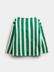 Jojo Maman Bébé Bright Green Pickleball Badge Striped Long Sleeve Top - Image 2 of 4