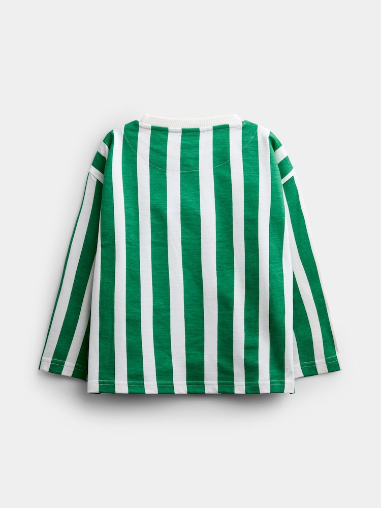 Jojo Maman Bébé Bright Green Pickleball Badge Striped Long Sleeve Top - Image 2 of 4 Jojo Maman Bébé Bright Green Pickleball Badge Striped Long Sleeve Top - Image 2 of 4