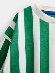 Jojo Maman Bébé Bright Green Pickleball Badge Striped Long Sleeve Top - Image 3 of 4