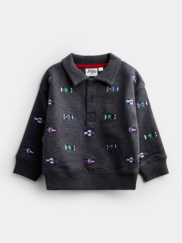 JoJo Maman Bébé Embroidered Half Button Sweatshirt - 圖片 1,共 4 JoJo Maman Bébé Embroidered Half Button Sweatshirt - 圖片 1,共 4