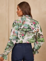 Love & Roses Ruffle Front Long Sleeve Blouse - Attēls 4 no 5