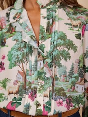 Love & Roses Ruffle Front Long Sleeve Blouse - Attēls 5 no 5