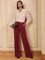 Love & Roses X Binky Printed Ivory Lace Cuff Button Through Shirt - Image 3 of 4