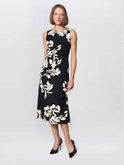 Gina Bacconi Black Joely Placement Floral Print Dress - Image 3 of 5