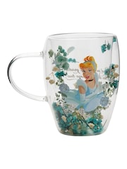 Disney Princess Blue Floral Decorative Cinderella Glass Mug - Image 3 of 5