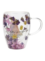 Disney Princess Purple Floral Decorative Rapunzel Glass Mug - Image 3 of 5