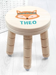 Personalised Cute Fox Kids Wooden Stool by Treat Republic - Image 1 of 5