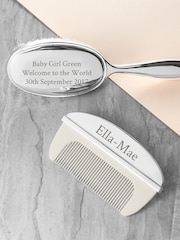 Personalised Silver Plated Baby Brush And Comb Set by Treat Republic - Image 3 of 6