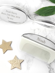 Personalised Silver Plated Baby Brush And Comb Set by Treat Republic - Image 6 of 6