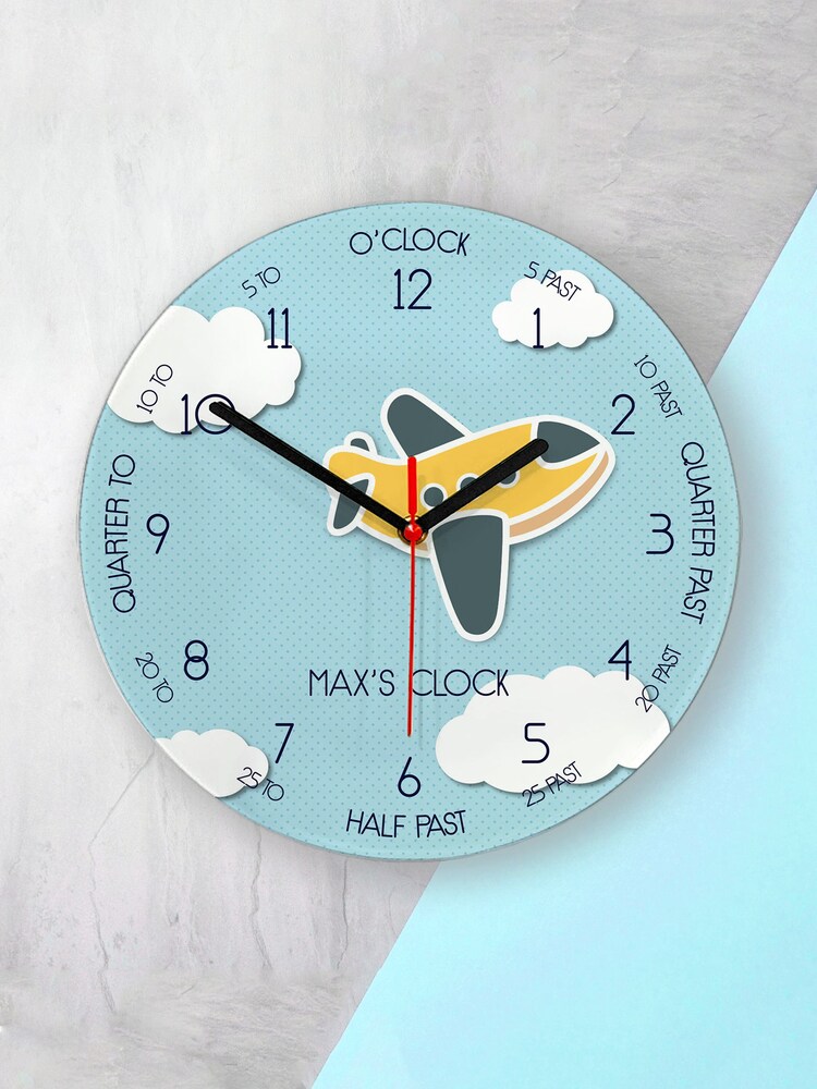 Personalised Aeroplane Glass Clock by Treat Republic - Image 1 of 2